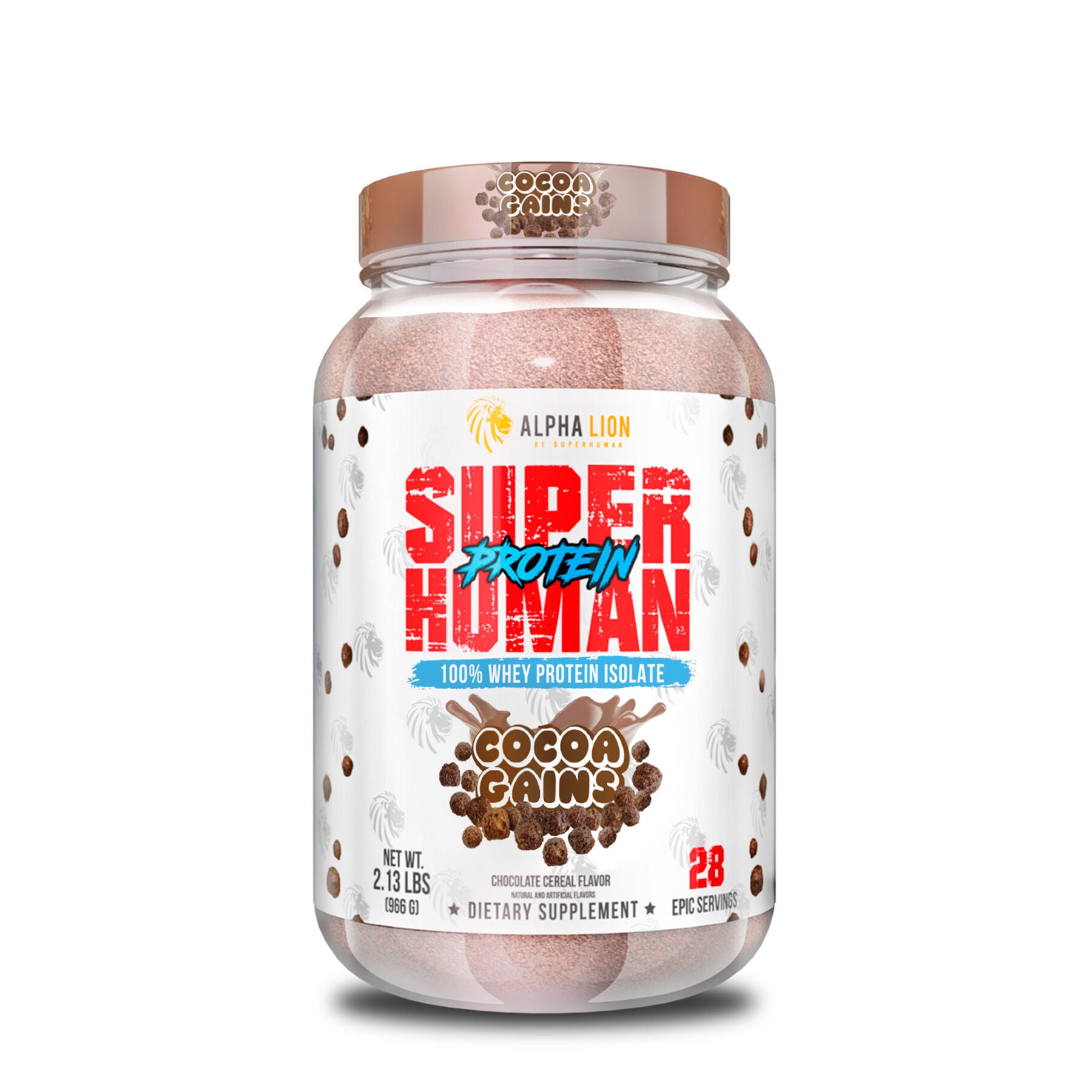 Superhuman 100% Whey Protein Isolate - Cocoa Buffs Chocolate Cereal Flavor - 28 servings